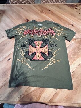 West Coast Choppers Olive Graphic Tee with Bold Front Artwork